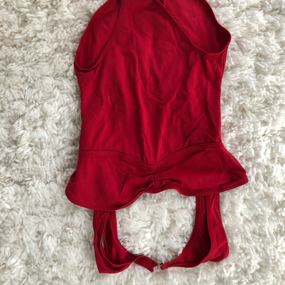 Red Halter Open Back Leotard